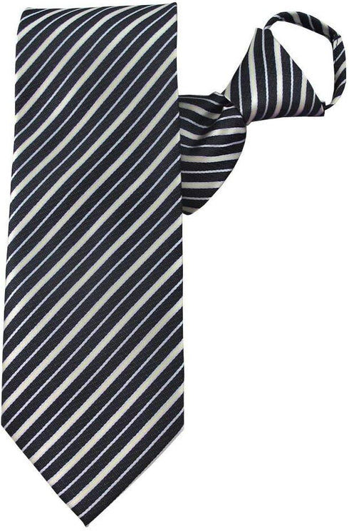 Jacob Alexander Men's Pre-Tied Blaze Stripe Pattern Zipper Neck Tie - Black...