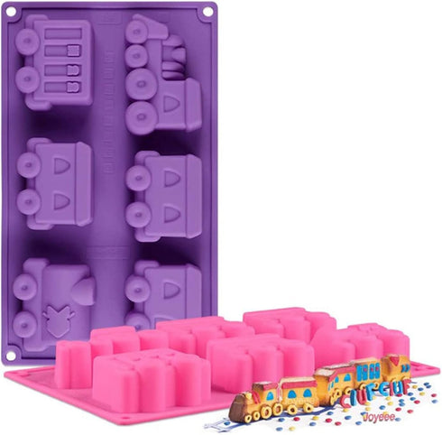 Silicone Train Cake Mold, 1 Pcs 6 Cavity Non-stick Train Cake Pan Baking Mold for Brownies Chocolate, Muffin Cups and Ice Cube, Silicone Soap Mold...