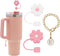 2PCS Straw Cover for Stanley Cup 30&40 Oz 10mm Flower Silicone Straw Topper Protector Lid with Initial Personalized Letter Charm Stanley Tumblers ...