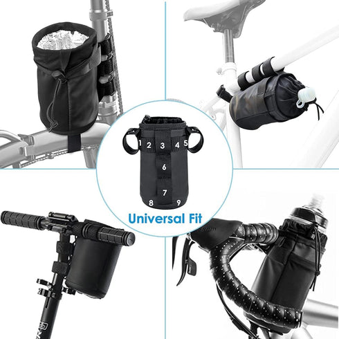 WOTOW Bike Insulated Water Bottle Holder Bag, Bicycle Drink Cup Holder, Handlebar Frame Strap-On No Screws Water Bottle Cage, Cycling Phone Storag...
