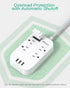 Power Strip Long Extension Cord - 10Ft Braided Extension Cord with Flat Plug, 4 Outlets and 3 USB Charging Ports, Overload Protection and Wall Mou...