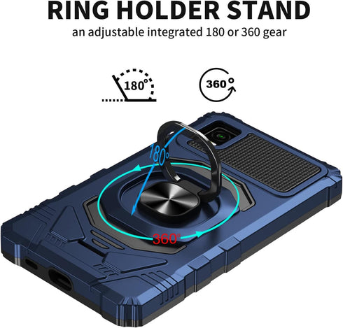 for Cricket Debut Smart Case, with Tempered Glass Screen Protector Heavy Duty Protection Technology Built-in Kickstand Rugged Shockproof Protectiv...