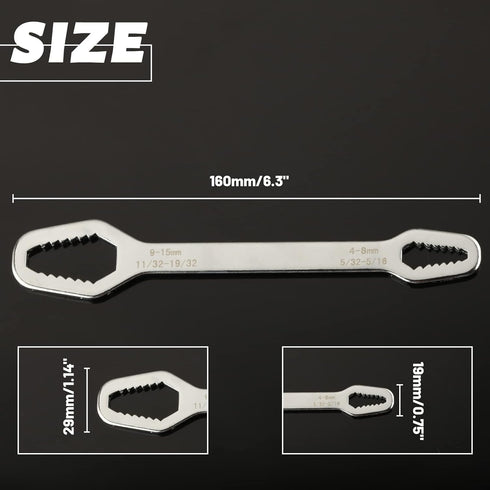Double Ended Multifunctional Universal Wrench Adjustable Wrenches Self-Tightening Adjustable Torx Spanner Key Bolts Nuts Wrench Repair Tools for D...