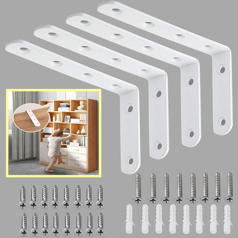 Anti Tip Furniture Anchors for Baby Pet Proofing,Furniture Wall Anchor Furniture Dresser Bookshelf Falling Prevention Device for Children (White)...
