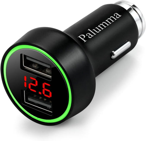 24W/4.8A Dual USB Car Charger, 12V to USB Outlet with Cigarette Lighter Voltage Meter LED/LCD Display Battery Low Voltage Warning (Black)......