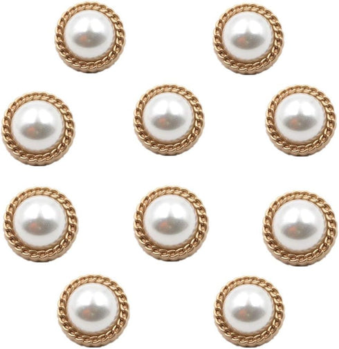 10pcs Round Pearl Buttons with Shank for Sewing Gold Button Crafts for Clothes Shirts Suits Coats Sweaters Wedding Dress Clothing Decorations (Flo...
