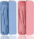 2 Sets Travel Utensils with Case,Reusable Utensils for Lunch Box,Plastic Knives Spoons and Forks Set,Portable Camping Utensil Set Cutlery Set for ...