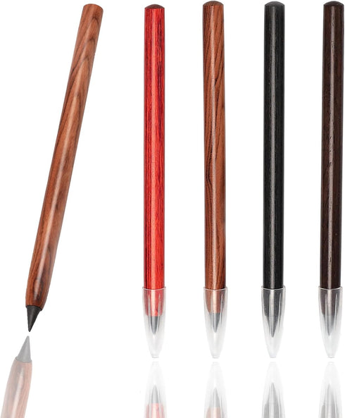 5 PCS Wooden Inkless Pencil, Infinity Pencil, Everlasting Eternal Reusable Magic Pencil for Writing Drawing, Home Office School (#1 Wooden, Pack o...