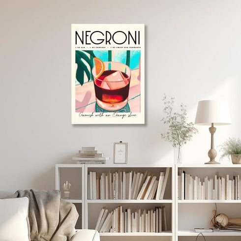 Iconic Negroni cocktail poster MIX & MATCH Bar Cart Decor With cocktail recipes bar pictures wall Art decor Canvas Print Kitchen Club Apartment Ho...