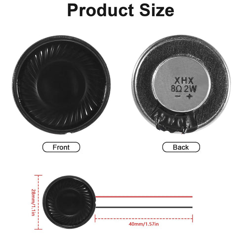 15pcs 2W 8 Ohm 28MM Mini Speaker Round Internal Magnet Speaker MP3 MP4 Player Speaker with 60MM Cable Length...