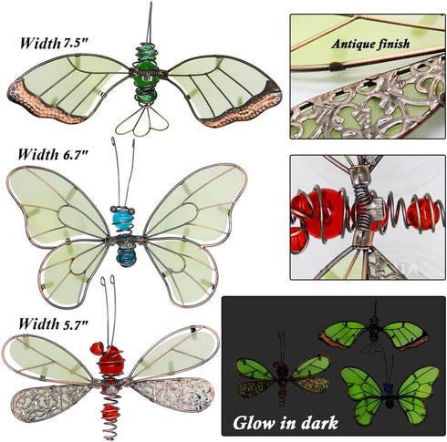 Juegoal 20 Inch Butterfly Garden Stakes Decor, Dragonfly Stakes, Hummingbird Glow in Dark Metal Yard Art for Mom, Mothers Day Ideal Gifts, Indoor ...