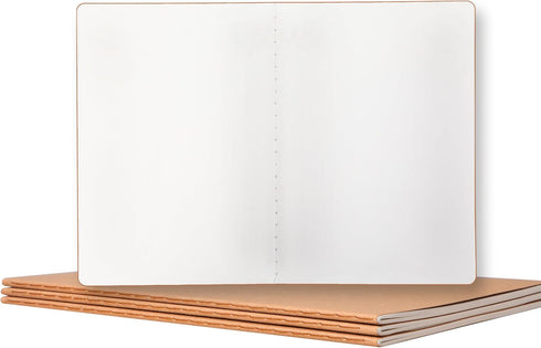 4 Pcs Blank Kraft Notebooks, 8.3x5.5 Inches A5 Small Journals Bulk Blank Notebooks 80 GSM Unlined with 60 Pages for Kids Students School Office Tr...