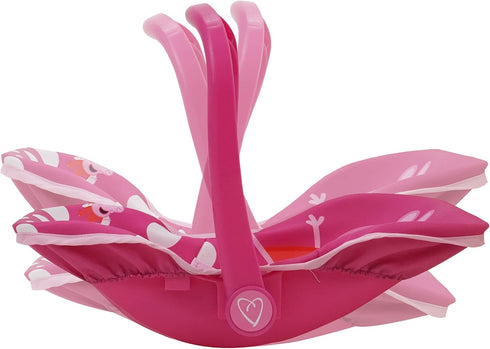 Peppa Pig: Baby Doll Car Seat - Pink & White Dots - Fits Dolls Up to 18" Convertible Into A Feeding Chair, Plastic Shell W/Fabric, Harness Belt, P...