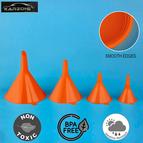 Plastic Funnel for Automotive Use - Kitchen Funnels for Filling Bottles, Jars, Containers or Lab Use - Oil Funnel for Gas, Car Oil, Lubricants and...