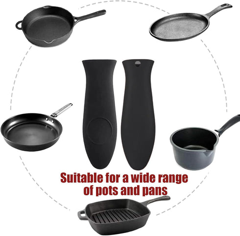 2 Pack Silicone Pan Handle Sleeve, Heat Resistant Cast Iron Skillet Handle Covers for Pots and Pans, Assist Handle Holder Grip for Kitchen Frying ...