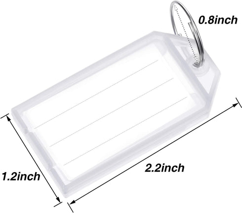 Tatuo 100 Pieces White Tough Plastic Key Tags with Split Ring Label Window Id Luggage Tag Key Ring Key Chain...