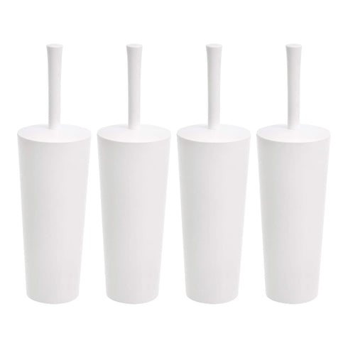 Amazon Basics Toilet Brush and Holder Set - 4-pack, White (Previously AmazonCommercial brand)...