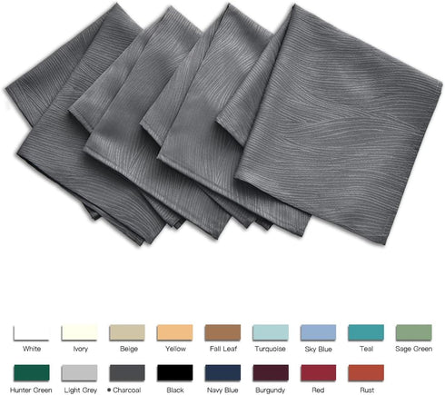 maxmill Jacquard Cloth Napkins 20 x 20 Inch Swirl Pattern 4 Packs Charcoal Solid Washable Polyester Comfortable for Family Dinners Weddings Partie...