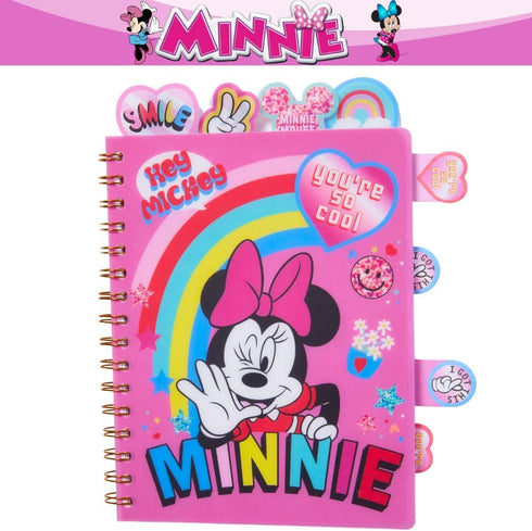 Innovative Designs Disney Minnie Mouse Tab Journal Spiral Notebook, Ballpoint Pen, Sticky Tabs, 96 Lined Pages, Pink...