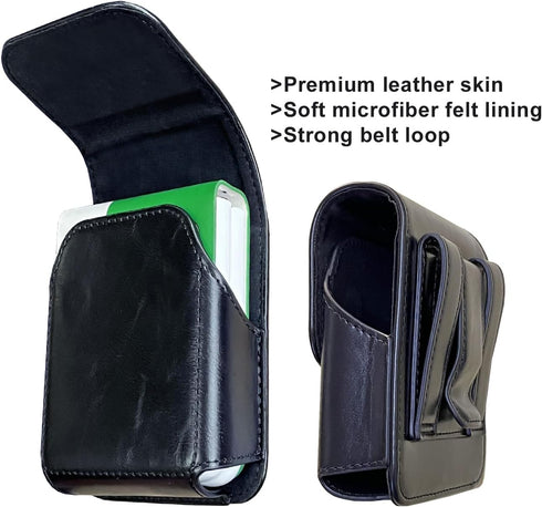 for Samsung Galaxy Z Flip 5, Flip 4, Flip 3 Belt Holster Phone Case, Leather Phone Pouch, Belt Clip Phone Holder for Motorola Razr + 2023, 40 Ultr...