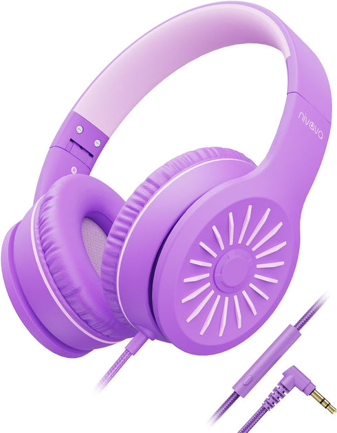 Wired Headphones with Microphone, K16 On-Ear Headphones for Kids with 3.5MM Jack, Foldable Stereo Bass Headphones for Teens School Amazon Kindle, ...