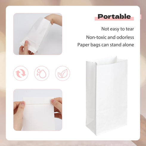 Small White Paper Bags, 50Pcs Small Kraft Paper Bags Snack bags Paper Lunch Bags for Baby Shower Wedding Party Favors DIY Crafts (1 LB 3.5x2.2x7”)...