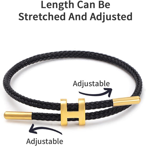 Simple Titanium Rope Steel Wire Bracelet with Adjustable Design Polished H Shape Buckle Bracelet Outdoor Casual Minimalist Fashion Gift for Women ...