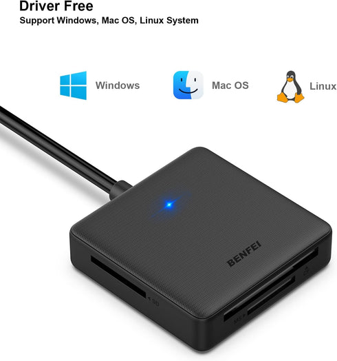Memory Card Reader, BENFEI 4in1 USB USB-C to SD Micro SD MS CF Card Reader Adapter Compatible with iPhone 15 Pro/Max, MacBook Pro/Air 2023, iPad P...