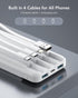 Portable Charger with Built in Cables, Portable Charger with Cords Wires Slim 10000mAh Travel Battery Pack 6 Outputs 3 Inputs 3A Fast Charging Pow...