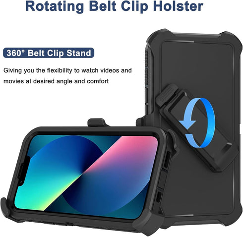 for iPhone 12 Mini Case with Belt Clip Holster, 2X Screen Protector, Heavy Duty Military Grade Full Body Shockproof Drop/Dust-Proof Rugged Protect...