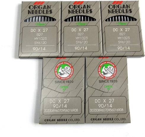 50 Organ Dcx27 B27 B-27 Needles for Industrial Serger Overlock Machine Juki Pegasus (Singer 14 / Metric 90)...