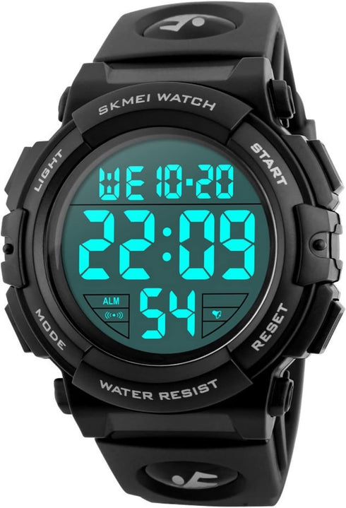 CakCity Mens Sports Watches Military Classic Stopwatch Large Dial Electronic LED Backlight Wristwatch 50M Waterproof Digital Watch for Mens with L...
