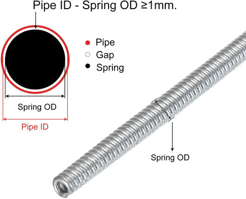 MECCANIXITY Spring Tube Bender OD 6.5mm/0.26" Steel Spring Pipe Copper Tubes 2500mm/98.42" Long for 3/8" Copper Pipe(10mm) in Home Renovations,Ele...