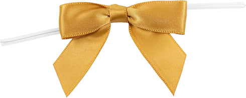Reliant Ribbon 5171-92803-2X1 Satin Twist Tie Bows - Small Bows, 5/8 Inch X 100 Pieces, Old Gold...