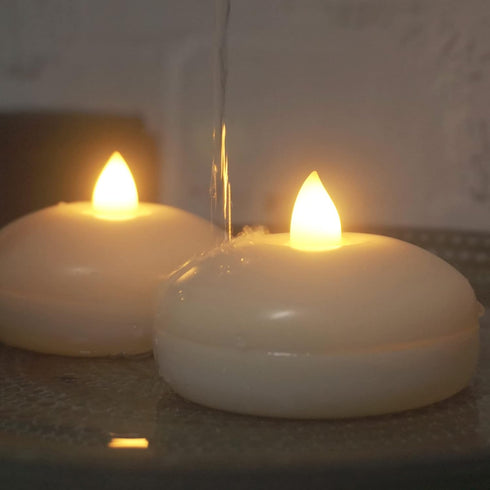 Waterproof Flameless Floating Candle Battery Operated Flickering Electric Led Light with Timer, Warm White Tealight Home Outdoor Decor for Wedding...