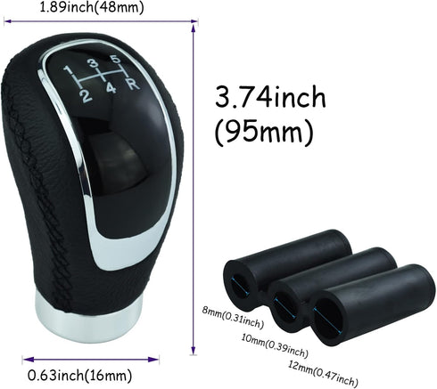 5 Speed Car Shifter Knob PU Leather Gear Lever Handle Car Transmission Stick Head for Most Manual Automotive Vehicles (Black Stitches)...