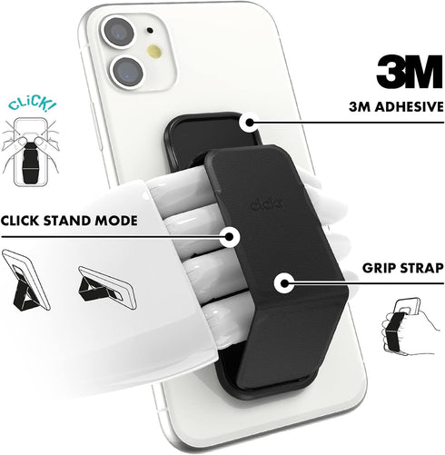 CLCKR Cell Phone Grip and Expanding Stand, Universal Phone Grip Holder with Multiple Viewing Angles for iPhone 14/13/12, Samsung Galaxy S22 and Mo...
