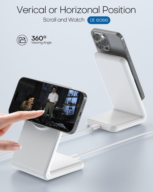 Mag-Safe Charger Stand (with 20W Adapter, 5Ft USB-C Cable) for Apple Standby Mode, Magnetic Wireless Charger with Fast Charging Capability for iPh...