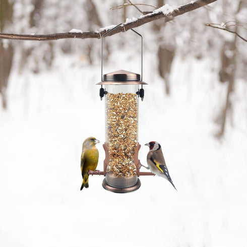 MIXXIDEA Wild Bird Feeders for Outdoors Hanging 2 Pack Stainless Steel Tube Bird Feeder Squirrel Proof, Finch Feeder for Garden Backyard Decoratio...