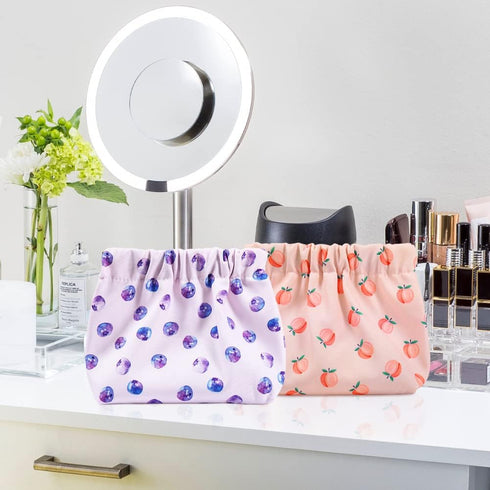 Mini Makeup Bag, 2PCS Pocket Cosmetic Bag, Waterproof Printed Floral Makeup Pouch, Small Makeup Bag for Purse Travel Makeup Organizer Bag for Lips...