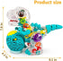 Nenekal Electric T-REX Dinosaur Toy with Transparent Gears & Multicolored Flashing LED Lights, Music, Moving Wheels, STEM Toys for Toddlers, Boys ...
