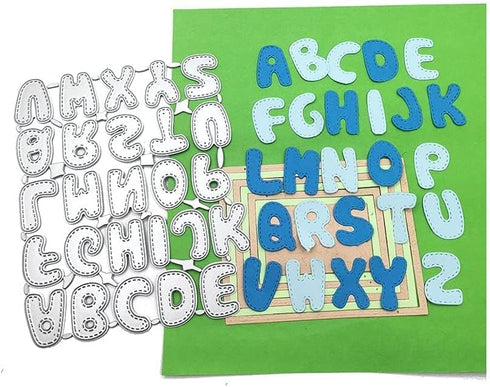 Metal Dotted Line Capital 26 Alphabet Cutting Dies, Spelling Letters Die Cuts for Card Making Stencil Embossing Tool Scrapbooking DIY Etched Craft...