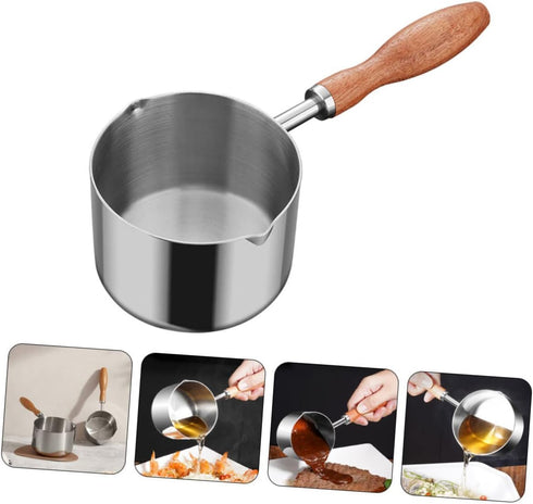 Oil Pan Casserole Pot Sauce Pan Reusable Sauce Pot Cooking Pot Stew Pot Soup Pot Ramen Pot Pasta Pan Dipping Pot Saucepans Coffee Chocolate Stainl...