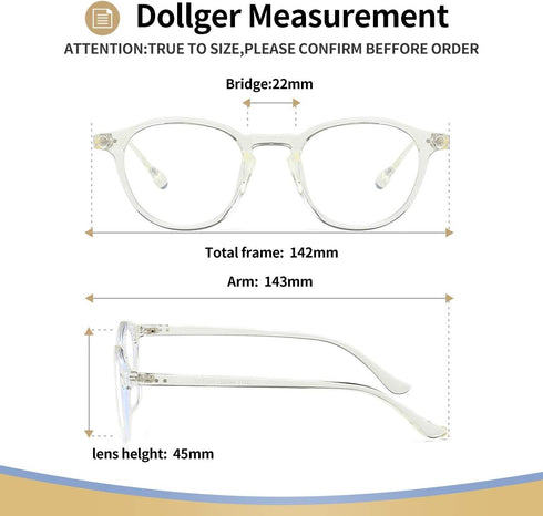 Dollger Blue Light Blocking Glasses Vintage Round Frame Eyeglasses for Women Men 2 Pack Transparent and Black...