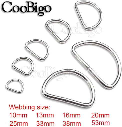 CooBigo 50 Pack 1-1/2" Dee Rings D-Ring Metal Buckle Strap Sewing Accessories FLQ015...