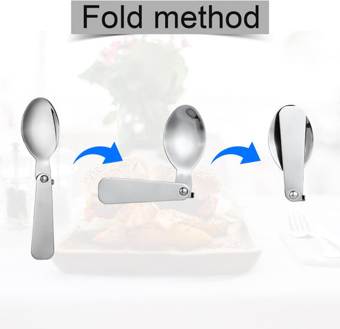 2pcs Replacement Spoons Compatible with Thermos Funtainer 10oz Food Jar, 304 Stainless Steel Metal Folding Spoon Foldable Utensils Portable Spoon ...