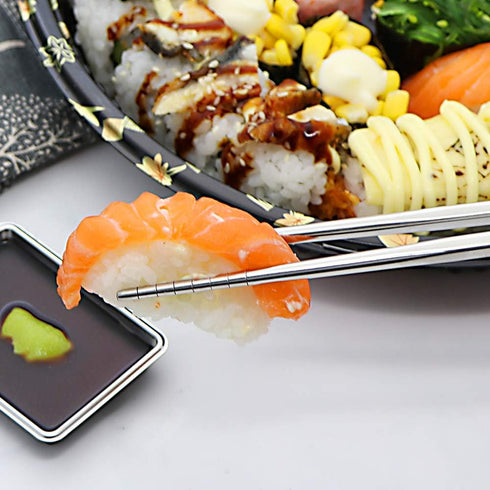 Stainless Steel Chopsticks 5 Pairs Reusable Multicolor Lightweight 304 Metal Chopsticks Square Lightweight Non-Slip Chop Sticks Dishwasher Safe Gi...