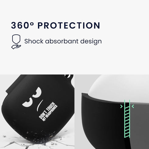kwmobile Silicone Case Compatible with JBL Live Pro 2 TWS Case Cover - Don't Touch My Headphones White/Black/Black...
