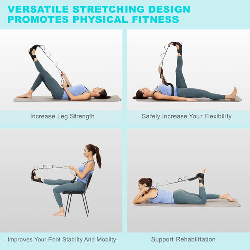 Foot and Calf Stretcher-Stretching Strap For Plantar Fasciitis, Heel Spurs, Foot Drop, Achilles Tendonitis & Hamstring. Yoga Foot & Leg Stretch St...
