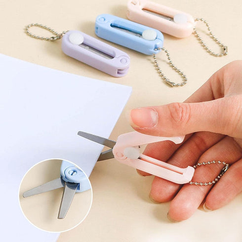 White Folding Scissors,Sewing Scissors,folding scissorsSafe Portable Travel Scissors Foldable Cutter Pocket Mini Scissor Sewing Scissors? Scrapboo...
